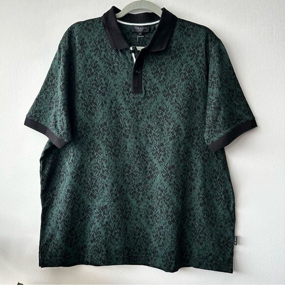 Ted Baker London Ealis Regular Fit Floral Jacquard Polo in green - Picture 4 of 13